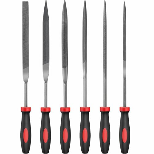 Hi-Spec 6Pcs Needle File Set for Metalwork, Woodwork and Jewellery | Smooths Rough Edges, Controlled Material Removal, Hardened Steel, Multiple Profiles, Zippered Storage