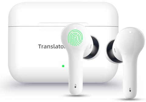ANFIER Auriculares traductores M6, dispositivo traductor de idiomas, chip actualizado, 144 idiomas y acentos, traducción rápida de 0,5 s, llamadas y traducción de música (con paquete sin conexión)