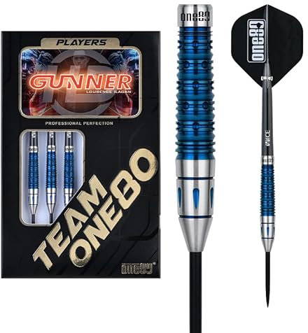 ONE80 Steel Dart Lourence Ilagan The Gunner HD 80% Tungsten Steeltip Dart Steeldart Dartpfeile Set mit Schäften und Flights Hochwertige Tungsten Steeldarts (24 Gramm)
