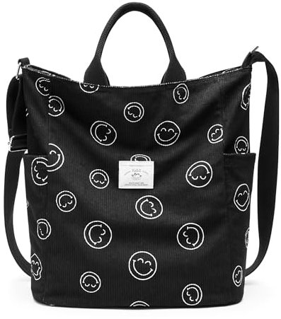 KALIDI Damen Handtasche Cord Shopper Schultertasche Casual Umhängetaschen Groß für Schule Arbeit Alltag Einkauf