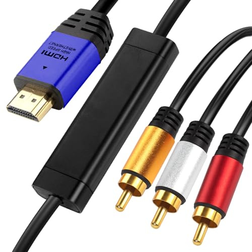 Câble HDMI vers RCA 3 m avec IC, HDMI mâle vers 3-RCA BL AV câble vidéo audio convertisseur adaptateur 1080p câble pour TV HDTV DVD