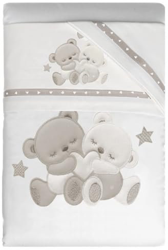 Set Corredo Letto Piumone Lenzuolo Federa Lettino Neonato Trapunta Culla Bambino Sfoderabile Anallergico Traspirante Antiacaro Antisoffoco Antiallergico (CARROZZINA, Serie “My Family” Tortora)