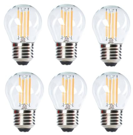 Etrogo E27 led Warmweiss Dimmbar G45 2700 Kelvin 400 Lumen Golfballform Transparent Filament Ersetzt 40Watt 230V Keine Blendung,kompatibel mit LED Dimmer (Dimmbar-6er)