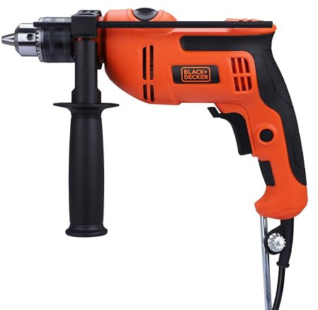 BLACK+DECKER BED550-IN 550 W, 13mm Corded Variable Speed Ergonomic Reversible Hammer Drill with Lock On Button For Home & DIY Use for Masonry, Steel & Wood, 1 Year Warranty, ORANGE & BLACK
