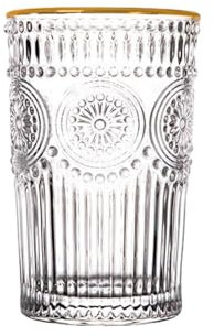 CAPIJIONG Tasse rétro en verre avec bordure dorée, tasse à café tournesol, verre transparent, tasse à petit déjeuner familial haut de gamme avec bordure dorée