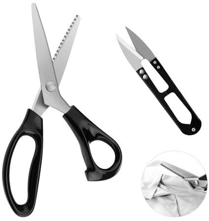 Tijeras Dentadas,Tijeras Zig Zag,Tijeras de Zig Zag+Cortador de Hilo,Tijera Dentada para Tela,Corte en Zig Zag,Tijera Dentada Costura,Tijeras Costura Zig Zag,Tijeras Serradas,Tijeras de corte Zig Zag