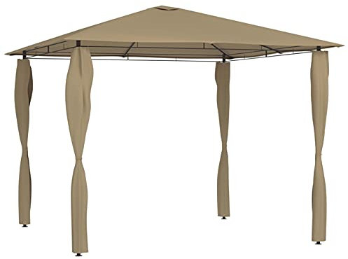 BaraSh Pavillon mit Pfostenabdeckungen 3x3x2,6 m Taupe 160 g/m² TerrassenüBerdachung Freistehend Pavillon Sturmfest