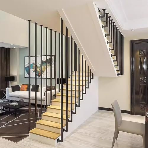 Schwarze Handläufe für Treppen im Innen - und Außenbereich, Haltegriff in L-Form für Treppengeländer Handläufe aus Metall schmiedeeiserner Treppenhandlauf für moderne Dekoration ( Size : 150cm )