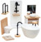 Toilette per la casa delle Bambole, Set da Bagno per Bambole 8 Pezzi/Set 1: 12 Toilette per Bambole realistiche in Miniatura mobili per la casa Decorativa in Legno per Il Gioco Finto