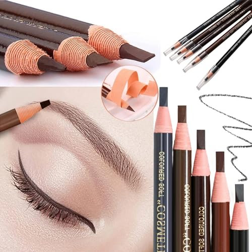 Lapiz de Cejas,Waterproof Lapiz de Cejas con Tira Hilos,Sacapuntas Lápiz de Cejas,Maquillaje de Salón Impermeable Microblading,Juego de Lápices de Cejas,para Maquillaje Natural de Cejas
