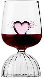 BestAlice Bicchieri da Vino Rosso Bicchiere da Vino con Cuore Rosa Trasparente con Stelo per Vino Rosso e Bianco, Bicchiere da Vino con Cuore Rosa Perfetto per Feste, Regali,(350 ml-2 pezzi)