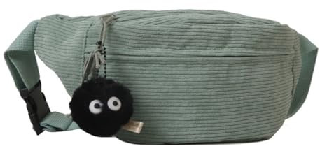 Xuanxi Taschen für Damen, Crossbody-Hüfttasche, Brusttasche für Teenager, Erwachsene, Cord, Bauchtasche, große Kapazität, Sporttasche, vielseitige Reise-Gürteltasche, grün, With pendant