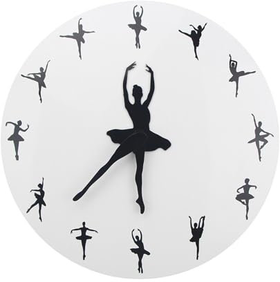 perfk Ballerina-Wanduhr, geräuschlose Uhr, einfache, leise Acryl-Wanddekoration, dekorative Uhr für Schlafzimmer und Esszimmer