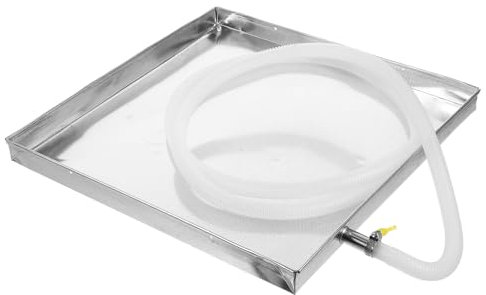 Housoutil Auffangschale Klimaanlage, 1 Satz Auffangwanne Mit Ablauf, Edelstahl-Kondensatablaufwanne, Quadratische Abtropfschale Für Klimaanlagen, Outdoor-Abtropfwanne Für Klimaanlagen Mit Ablaufschla