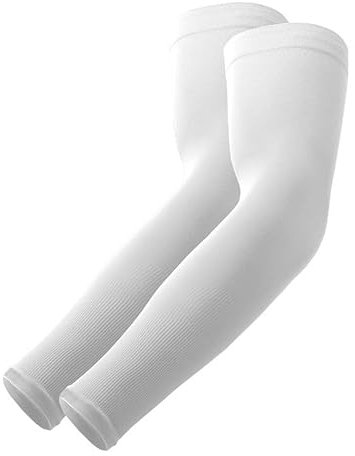 TRENDMALLS Manicotti per braccio, raffreddamento, protezione solare UV, compressione sportiva per uomo/donna/bambino, bianco, Taglia unica