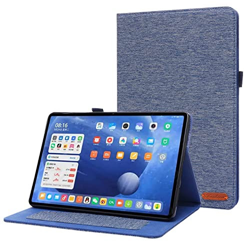 bigcgreen Tablet-Schutz Kompatibel mit Xiaomi Mi Pad 5/MiPad 5 Pro 2021 Hülle, Flip Fold Stand Case Schutzhülle aus Stoff mit Druck und Auto Wake Sleep mit Kartenfächern Tablet-Zubehör(Blue)
