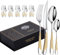 Couverts Ménagères Ensemble De 4 Acier Inoxydable Élégant Sain Durable, Comprend Une Cuillère À Fourchette À Couteau Pour Maison, Hôtel, Restaurant, Nouvelle Maison (Or,24pcs)