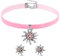 Sinmoe 3 Stück Trachtenschmuck Set Bayerisch Bierfest Dirndlschmuck Elegante Trachtenkette mit Ohrstecker Edelweiß Halskette Samt Kropfband für Damen Bierfest Trachten Dirndl Accessoires(Rosa)