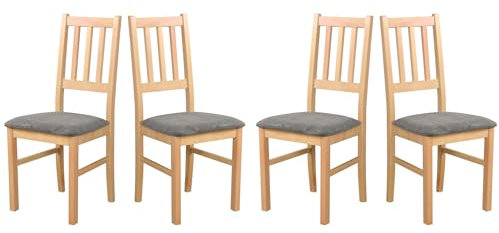 LeafDesign Küchenstühle 4er Set - Stuhl Buche Massiv - Esszimmerstuhl 120 kg - Stühle Esszimmer 4er Set - Holzstuhl - Esstischstühle - Esszimmerstühle Holz - Graphit - Hygge 91