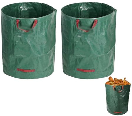 WAWJ® 2 x 272L Gartenabfallsack, Laubsack für Rasenschnitt, Gartensack für Grünschnitt, faltbar & stabil aus robustem Polypropylen, Rasenschnitt für Gartenabfälle Grünschnitt Laubabfall