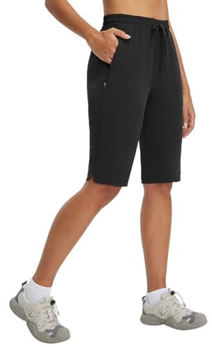 baleaf Damen Wandershorts 13 Zoll Outdoorshorts Wasserabweisend mit Reißverschluss Tasche Schwarz XXL