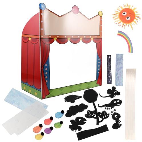 KOMBIUDA Puppentheater Satz Mit Papierbühnenplattform Schattenpuppen Für Kinder Puppenspiel Schattentheater Geschichtenerzählen
