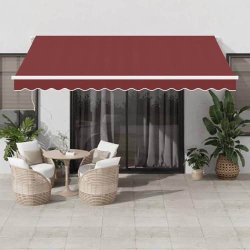 Somanki Markise Automatisch mit Weinrot 400x350 cm, Sichtschutz Terrasse, Windschutz Balkon, Vertikalmarkise, Balkon Seitensichtschutz, Balkon Sonnenschutz - 3214985
