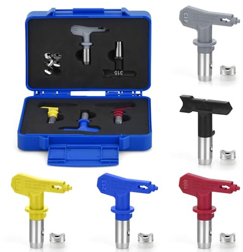 5 Cabezales de pulverización Reversibles sin Aire con Caja de Almacenamiento, para Edificios residenciales, Valla de jardín (109,213,315,413,621)
