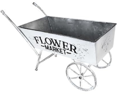 Folpus Macetero con Carro para Flores, macetero para jardín, fácil de Usar, Resistente, rústico, Decorativo, para Entrada, Patio, hogar