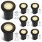 Fiqops 8pcs Spot encastrable étanche IP67 Noir ronde avec LED GU10 3W blanc chaud interchangeable,Projecteur de sol orientable ave lentille de réserve,Luminaire de sol pour chemin/jardin 230V