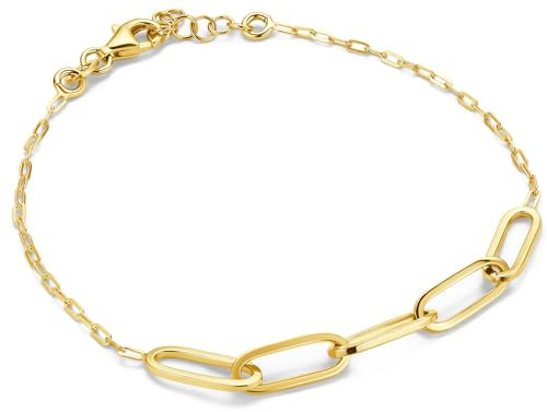 MIORE Schmuck Handgefertigt in Italien, Armband Damen Silber 925, Armband Vergoldet 18K Gold, Paperclip ArmKette Damen Silber 925, Armband Silber, Silber Armband Damen 925