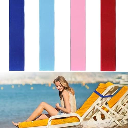 4 Pack Towel Bands for Sun Loungers, Sunbed Towel Clips Dock and Bay Beach Towel Clip, Towel Bands Towel Chair Clips Towel Holder Sunbed Straps,Pool & Cruise Chairs,Elastic, Windproof(4 colour)