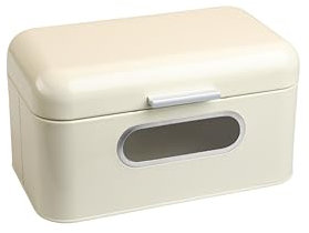 MOON HOME Brotkasten mit Sichtfenster - Breadvault Beige, aus Edelstahl, Metall-Brotkasten mit optimierter Belüftung, verlängert die Haltbarkeit Brot & Brötchen, rostfrei, 30 x 18 x 16 cm