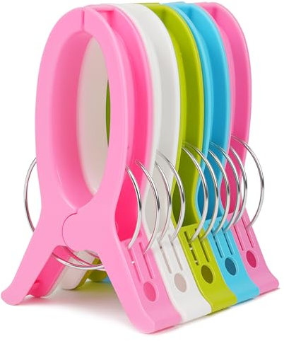 Alaoo 5 Pezzi mollette per Telo Mare, Grandi Mollette per Bucato, Mollette Colorate per Telo da Spiaggia, Randi Mollette in Plastica Biancheria, Adatto per Teli da Mare, trapunte, Asciugamani