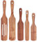 5 piezas de espátulas de madera de teca | Utensilios de cocina sostenibles para cocinar/hornear/servir | Diseño de agujero colgante y lavaplatos seguro | No - Kit de tornillo