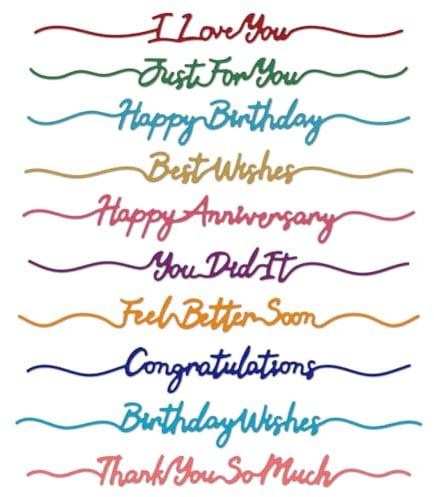 DELORIGIN 10 Styles Blessings and Greetings Cutting Dies Greeting Card Making Die Cut Carbon Steel Die Cuts Stencils Blessing Card Scrapbooking Embossing Template Dies for Birthday Cards Album Decor