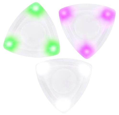 LED Leuchtplektren für Gitarre 3stücke, Abs, Triangular | Weihnachten Mottoparty, für Akustikgitarre und Saiten, Bühne und Proben, mit LED und Knopfzelle