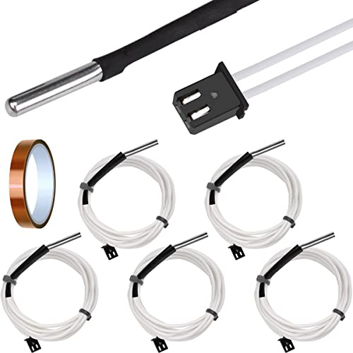 HAAMNING7 Thermistor 3D Printer NTC 100K Temp Sensor for E3D V6 Hotend, 5 PCS Heater Cartridge Temperature Thermistor (1m/39.4inch)