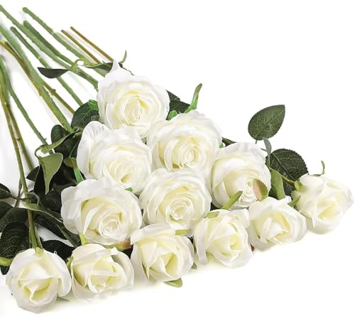 CHAOTEMAI 12 Stück Künstliche Blumen Rose, Rote Rosen Künstlich | Künstliche Rosen kunstblumen wie Echt Kunstrosen für Heimtischdekoration Hochzeit Arrangement Valentinstag Party Herzstück