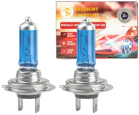 Catekro H7 Halogenlampen Super Weiß & Extrem Hell, 100W H7 Birne 2er Pack | 12V Hochleistungs-Xenon Look Birne mit Gas Technologie Nebelscheinwerfer