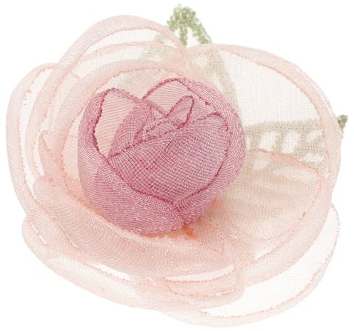 Operitacx Pince à Cheveux Fleur Séchée Rose en Organza pour Femmes et Adolescentes, Petit Clip à Cheveux Vintage Léger, Accessoire Floral Délicat pour Mariage et Occasions Spéciales