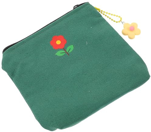 Housoutil Damenbindenbeutel und Kette mit Reißverschluss aus Canvas Grüner | 1 Stück, Leicht und Tragbar, Kompakte Größe, Anhänger Inklusive, Schlichtes Design Zufällige Farbe