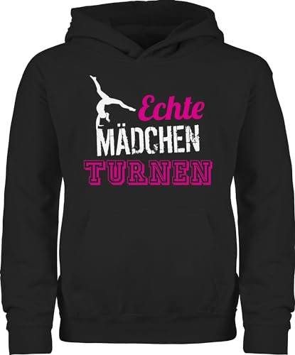 Shirtracer Kinder Hoodie Jungen - Sport Kleidung - Echte Mädchen Spielen Fußball - 140 (9/11 Jahre) - Schwarz - Pulli 25. Geburtstag Fussball Maedchen Kapuzenpulli Geschenk mädels Hoddies Outfit nur