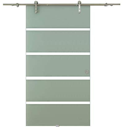 BuyLando.Shop [Typ GT) Höhe:2050mm - Glasschiebetür - Schiebetür - Glastür - Tür - Rollsystem-Aufhängung- ESG 8mm (1025x2050mm Satiniert Waagerecht)