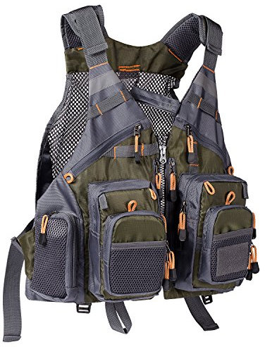 Bassdash Herren Angeln Weste Multifunktionsweste Anglerweste mit biszu max.20 Taschen für Fliegenfischen und Outdoor Freizeit