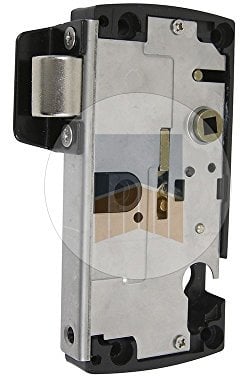 Serrure en applique à pêne rentrant réversible avec butée en Inox. - Blanc 9016