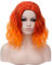 Frauen Kurze Perücke Orange, Nachahmung Echthaar Perücken für Frauen 40cm Natürlich Damen Kurz Lockige Hair,Halloween Weihnachten Party Cosplay Kostümparty Karneval Gradientenfarbe Orangene Wig