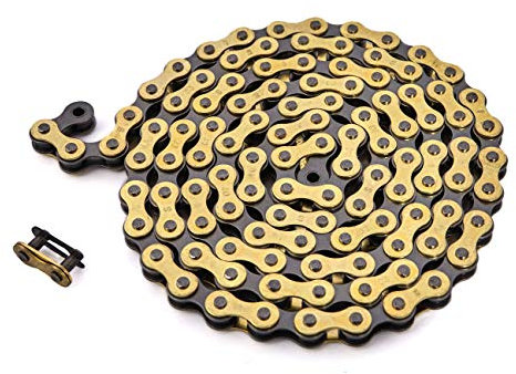 KHE BMX/FIXIE Kette 1/2 x 1/8 112 Glieder Links nur 385g mit Kettenschloss I4 - viele Farben (gold)