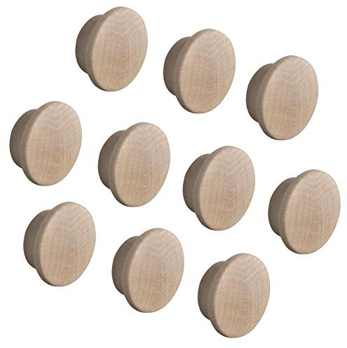 Gedotec Abdeckkappen rund Loch-Abdeckungen Holz Rohrstopfen universell - H1137 | Ahorn Natur | Holz-Kappen für Blind-Bohrung Ø 12 mm | Gesamt Ø 17 mm | 20 Stück - Lochkappen für Möbel & Schrauben
