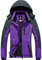 GEMYSE Damen Wasserdichte Winddichte Skijacke Winterjacke Wanderjacke Hardshelljacke Regenjacke mit Kapuze (Lila Grau,L)